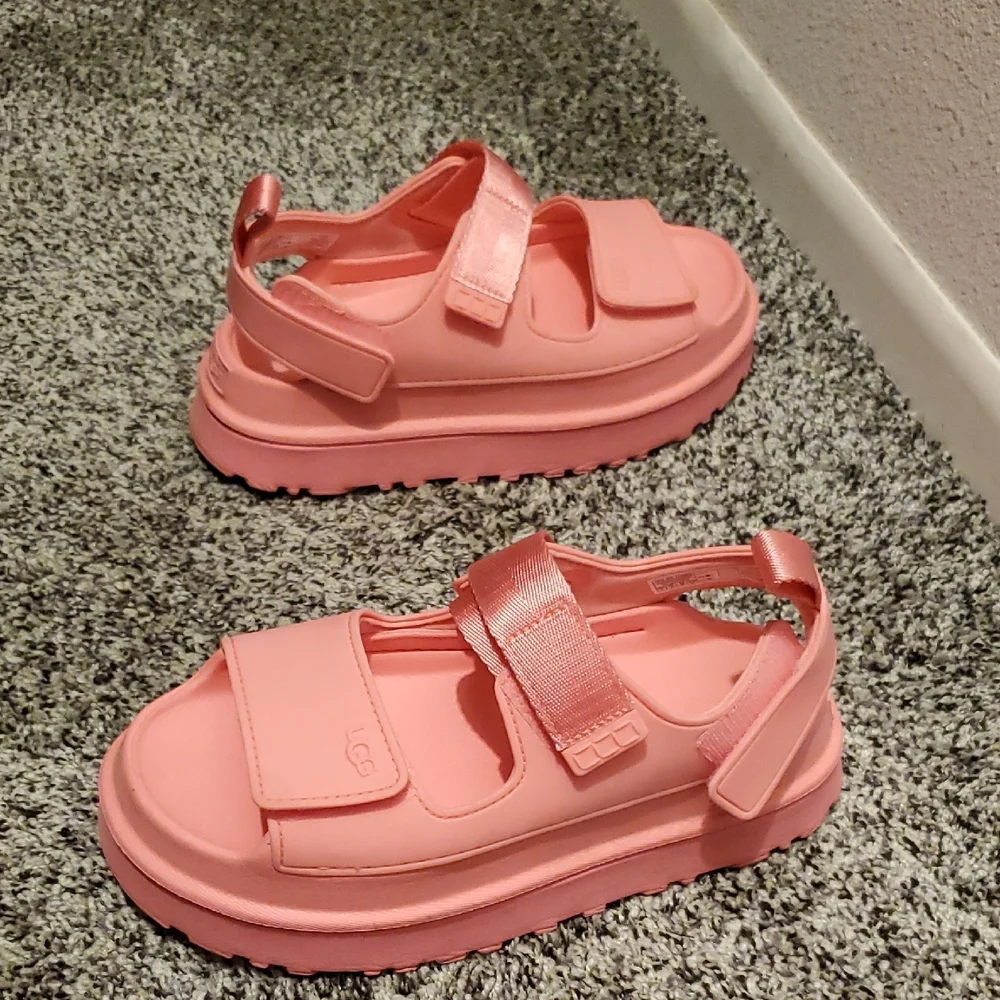 UGG Kids' Coral Pink Velcro Strap Sandals